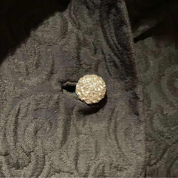 Vintage 1960’s Deadstock Black Matelasse Long Maxi Dress Coat Rhinestone Button - Picture 8 of 10